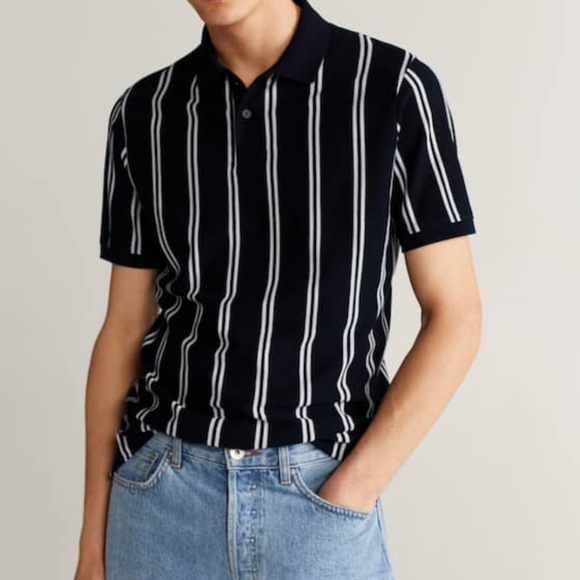 Mango Other - MANGO Striped cotton polo shirt - (XL)